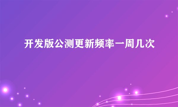 开发版公测更新频率一周几次