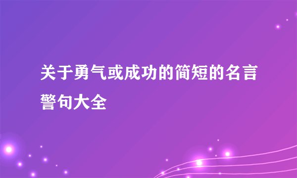 关于勇气或成功的简短的名言警句大全
