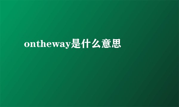 ontheway是什么意思