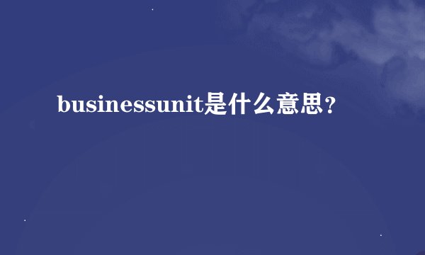businessunit是什么意思？