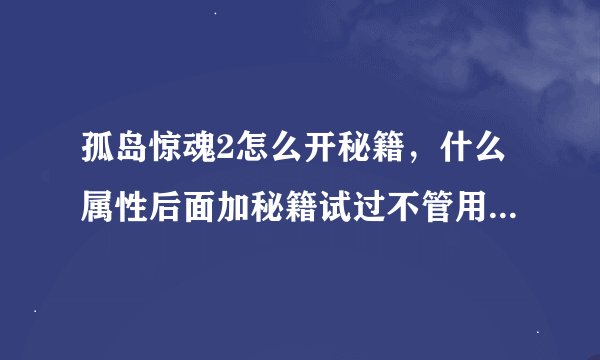 孤岛惊魂2怎么开秘籍，什么属性后面加秘籍试过不管用！求可以用的办法。
