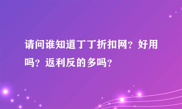 请问谁知道丁丁折扣网？好用吗？返利反的多吗？