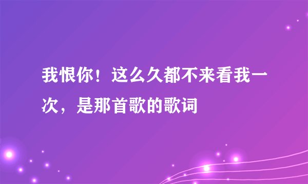 我恨你！这么久都不来看我一次，是那首歌的歌词