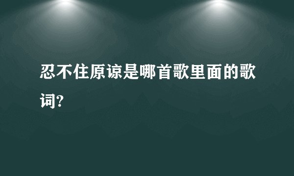 忍不住原谅是哪首歌里面的歌词?