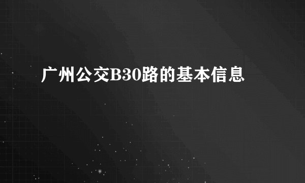 广州公交B30路的基本信息