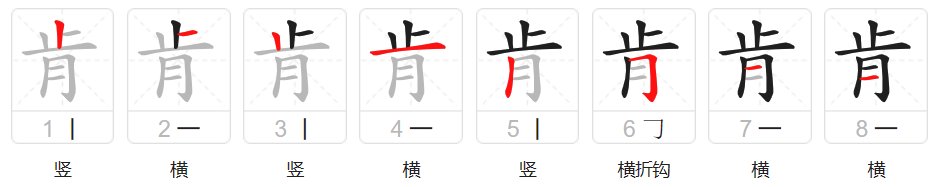 肯字笔顺