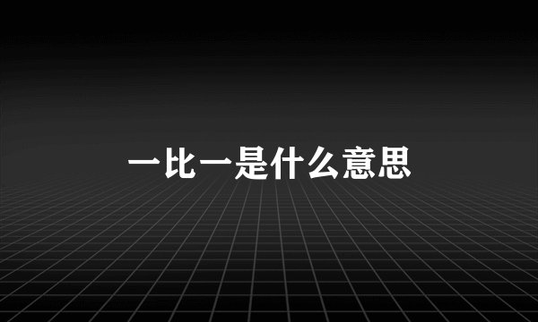 一比一是什么意思