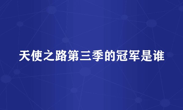 天使之路第三季的冠军是谁