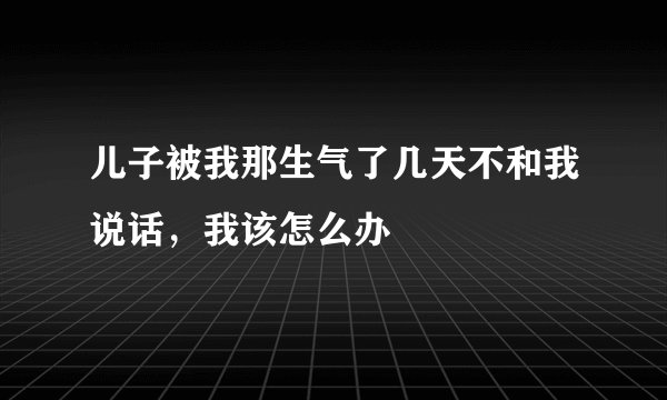 儿子被我那生气了几天不和我说话，我该怎么办