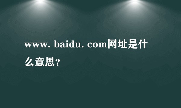 www. baidu. com网址是什么意思？