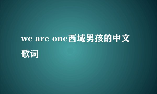 we are one西域男孩的中文歌词
