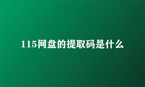 115网盘的提取码是什么