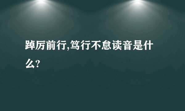 踔厉前行,笃行不怠读音是什么?