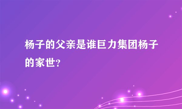 杨子的父亲是谁巨力集团杨子的家世？