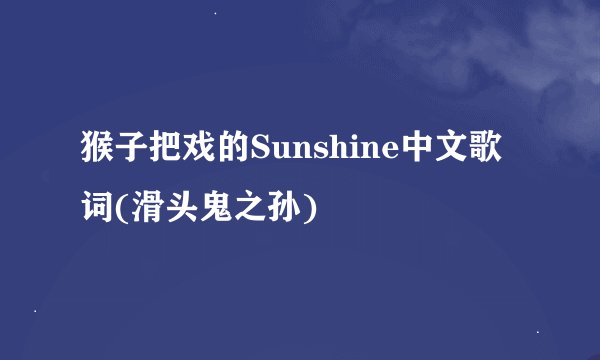 猴子把戏的Sunshine中文歌词(滑头鬼之孙)