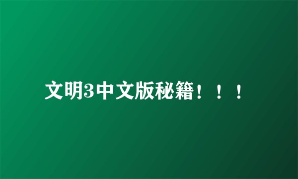 文明3中文版秘籍！！！