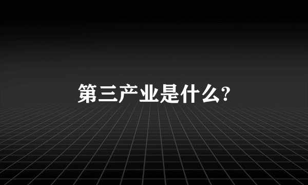 第三产业是什么?