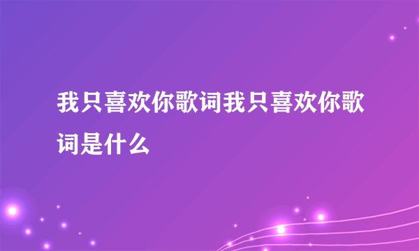 我只喜欢你歌词我只喜欢你歌词是什么