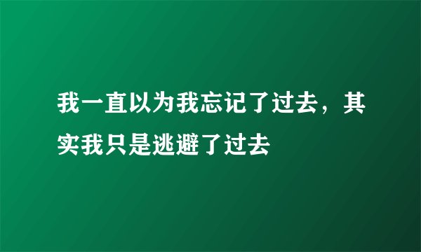 我一直以为我忘记了过去，其实我只是逃避了过去
