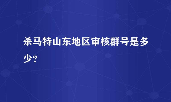 杀马特山东地区审核群号是多少？