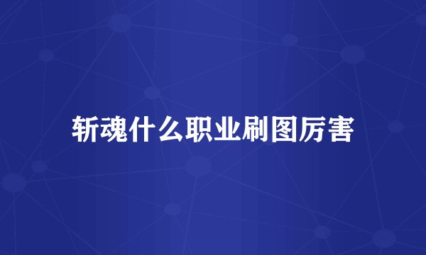 斩魂什么职业刷图厉害