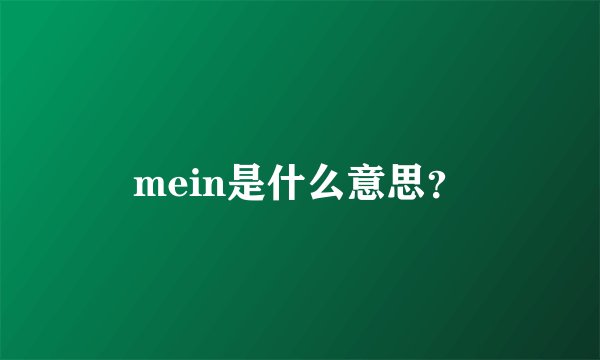 mein是什么意思？