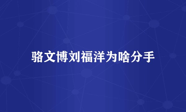 骆文博刘福洋为啥分手