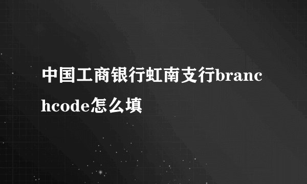 中国工商银行虹南支行branchcode怎么填