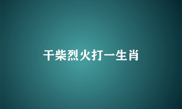 干柴烈火打一生肖