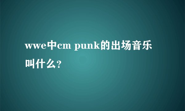wwe中cm punk的出场音乐叫什么？