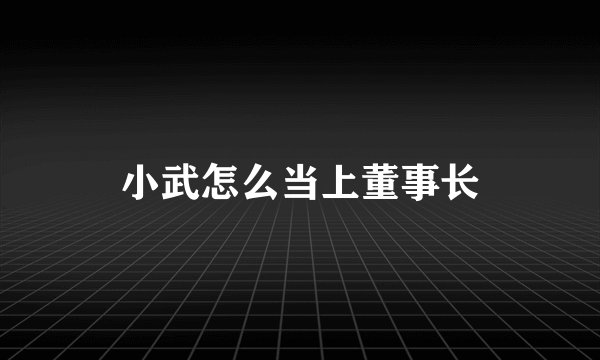 小武怎么当上董事长