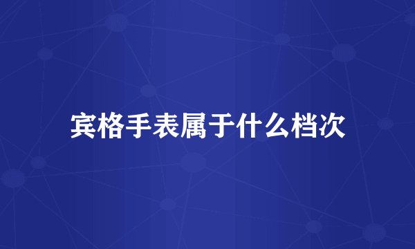 宾格手表属于什么档次