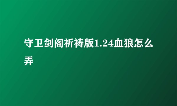 守卫剑阁祈祷版1.24血狼怎么弄