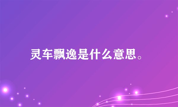 灵车飘逸是什么意思。