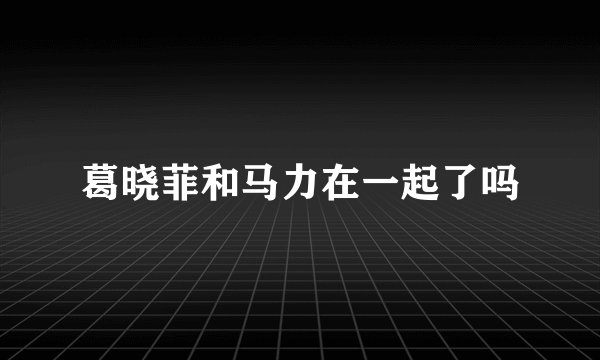 葛晓菲和马力在一起了吗