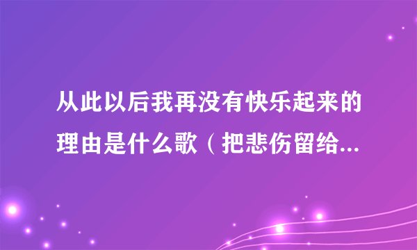 从此以后我再没有快乐起来的理由是什么歌（把悲伤留给自己原唱）