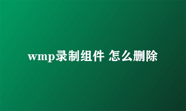 wmp录制组件 怎么删除