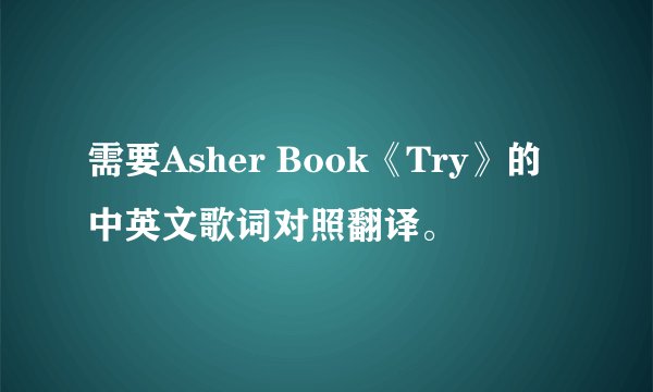 需要Asher Book《Try》的中英文歌词对照翻译。