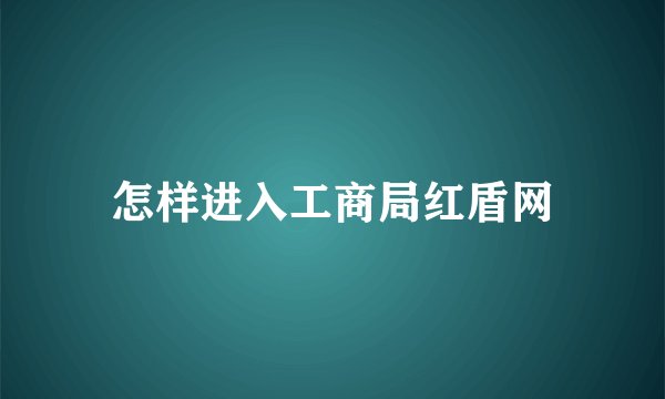 怎样进入工商局红盾网