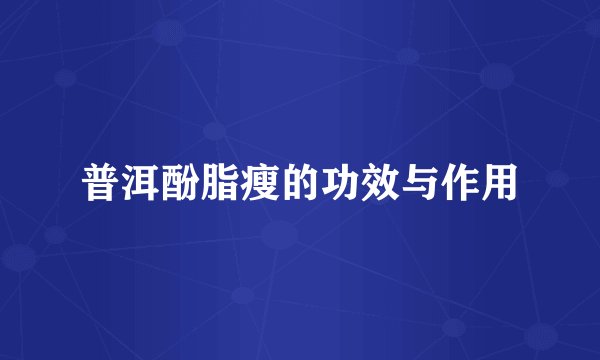 普洱酚脂瘦的功效与作用