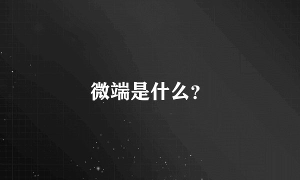 微端是什么？