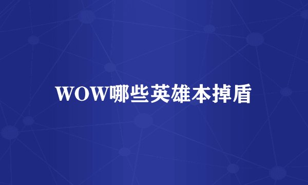 WOW哪些英雄本掉盾