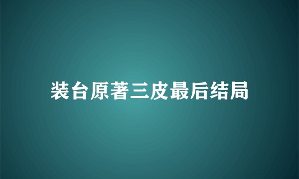装台原著三皮最后结局