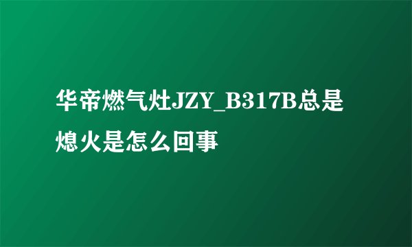 华帝燃气灶JZY_B317B总是熄火是怎么回事