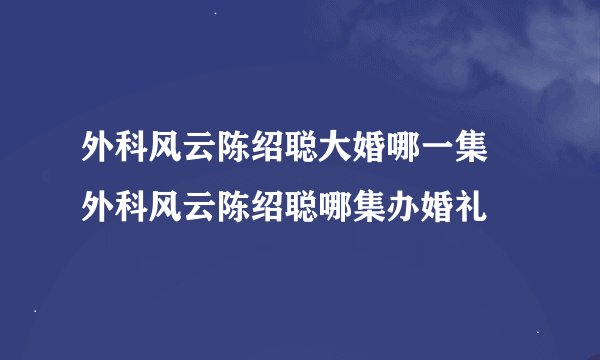 外科风云陈绍聪大婚哪一集 外科风云陈绍聪哪集办婚礼
