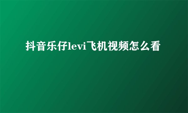 抖音乐仔levi飞机视频怎么看