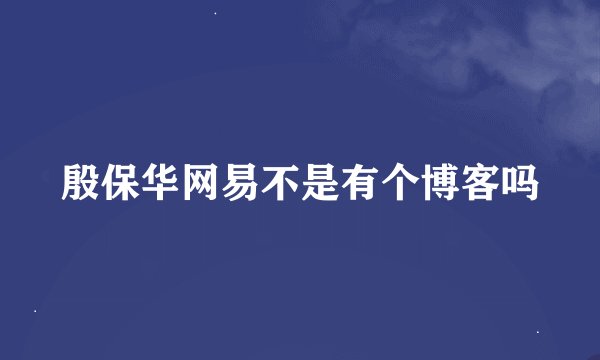 殷保华网易不是有个博客吗