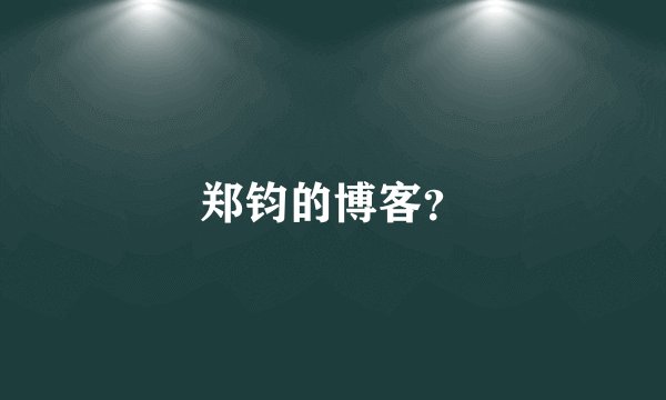 郑钧的博客？