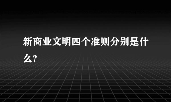 新商业文明四个准则分别是什么?