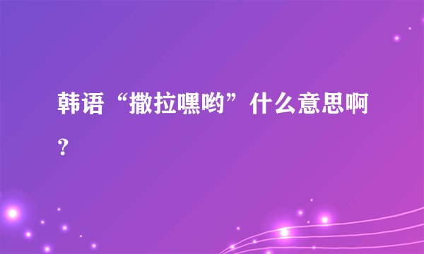 韩语“撒拉嘿哟”什么意思啊？